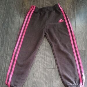 Adidas Kids Black Joggers Pink Stripes Size 5 Boys Girls Athletic Pants